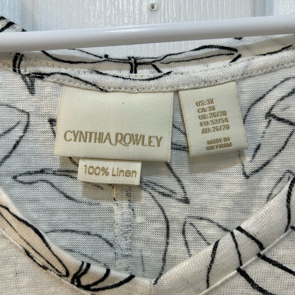 Cynthia Rowley Plus Size 100% Linen Popover Blouse 3X Tunic Casual Cottage - Picture 3 of 8